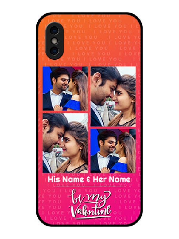 Custom iPhone XS Custom Metal Phone Case - I Love You Pink Design