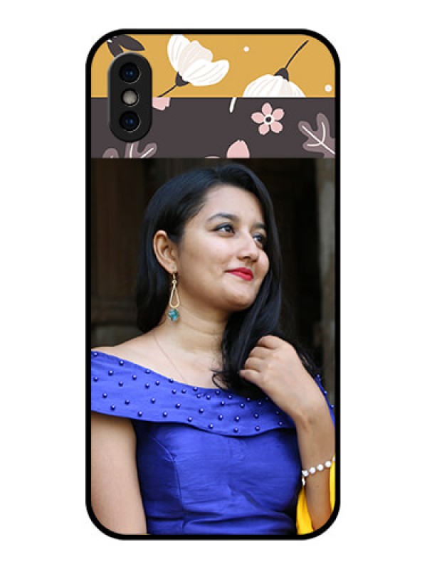 Custom iPhone XS Custom Metal Phone Case - Stylish Floral Design