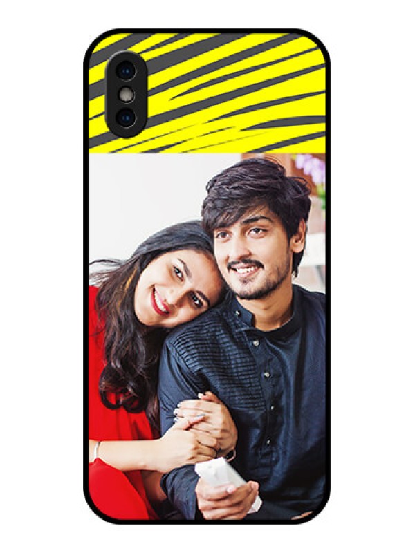 Custom iPhone XS Custom Metal Phone Case - Yellow Abstract Design