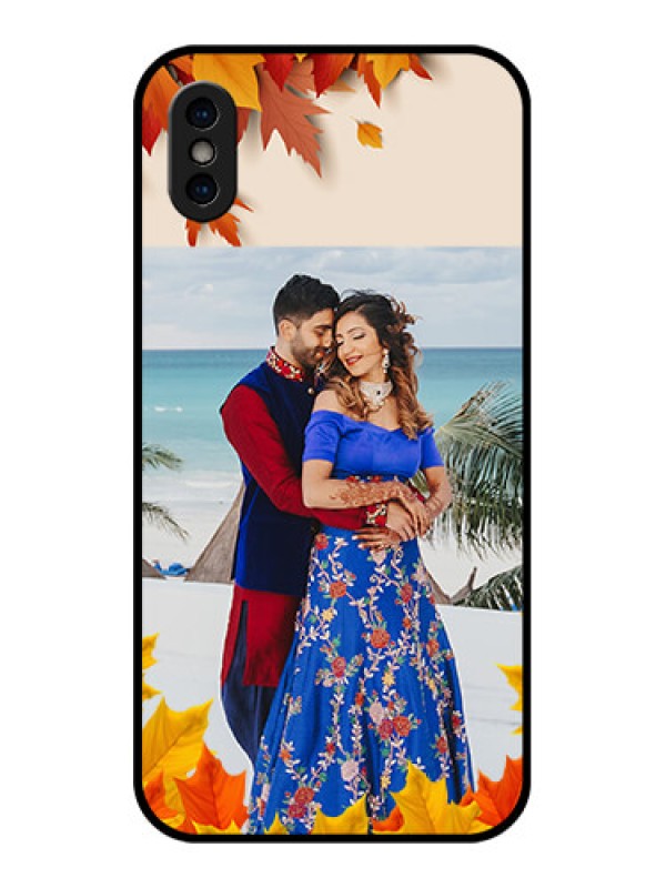 Custom iPhone XS Custom Metal Phone Case - Autumn Maple Leaves Design