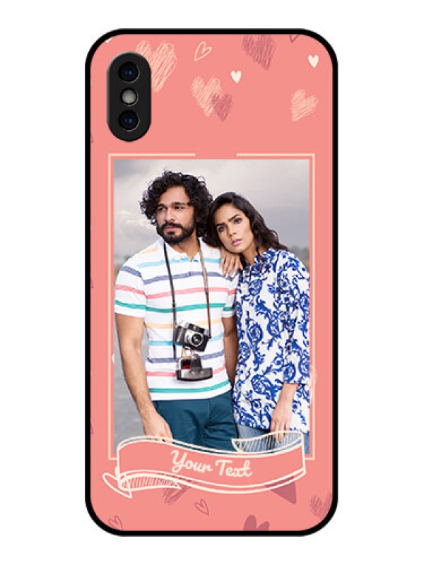 Custom iPhone XS Custom Metal Phone Case - Love Doodle Art Design