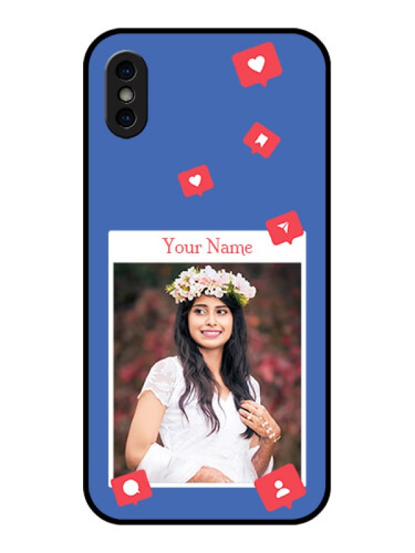 Custom iPhone XS Custom Metal Phone Case - Like Share And Comment Design