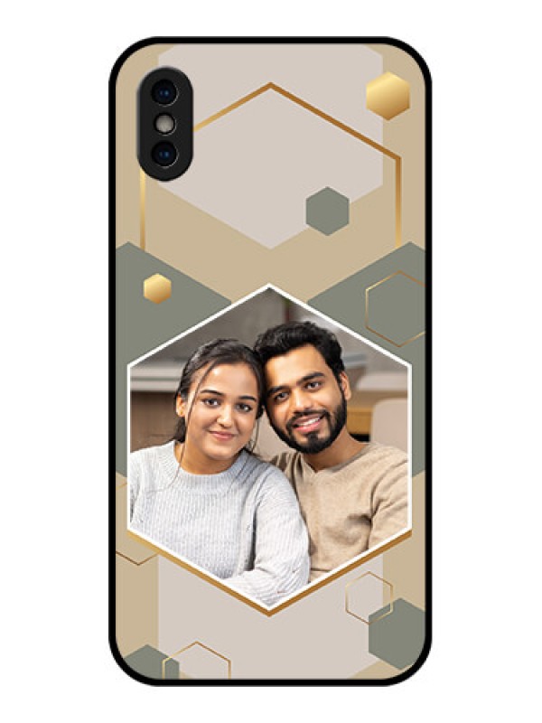 Custom iPhone XS Custom Metal Phone Case - Stylish Hexagon Pattern Design