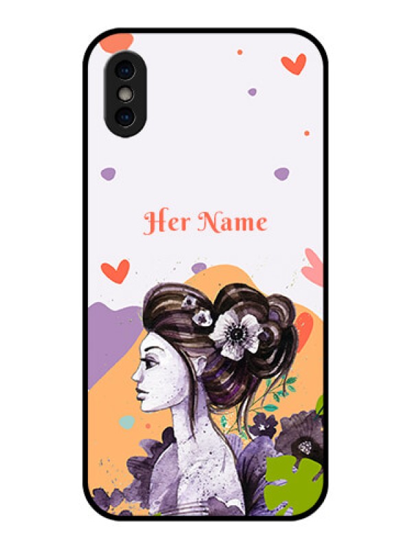 Custom iPhone XS Custom Metal Phone Case - Woman And Nature Design