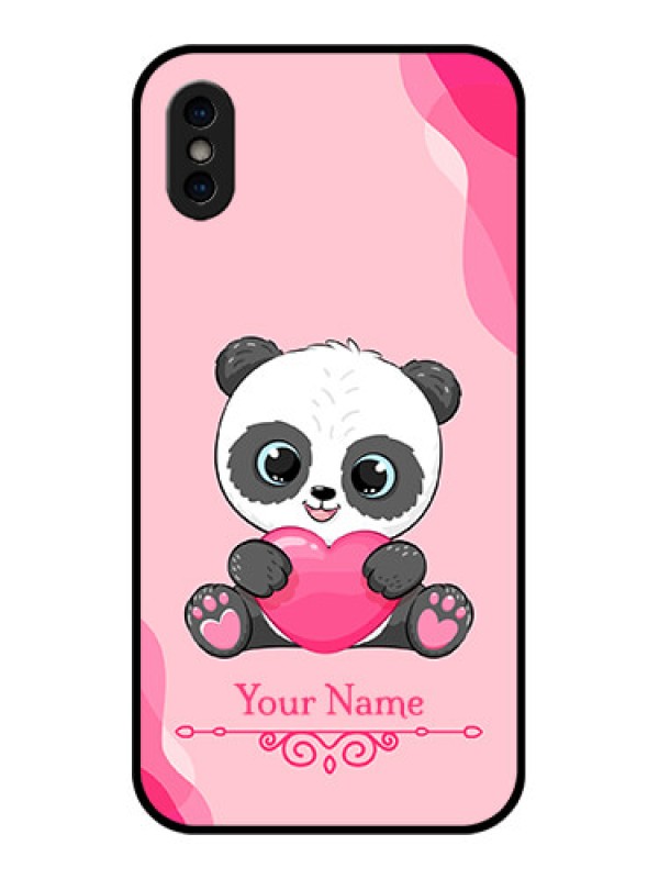 Custom iPhone XS Custom Metal Phone Case - Cute Panda Design