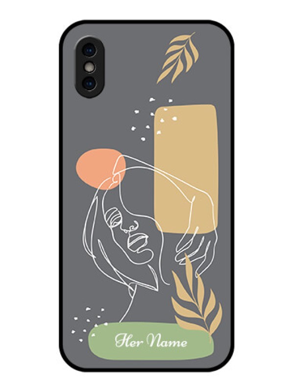 Custom iPhone XS Custom Metal Phone Case - Gazing Woman Line Art Design