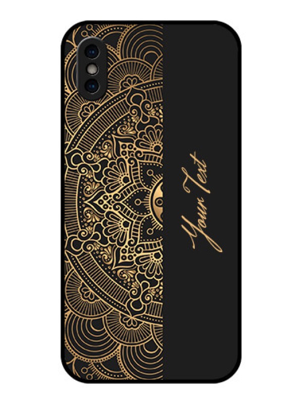 Custom iPhone XS Custom Metal Phone Case - Mandala Art With Custom Text Design