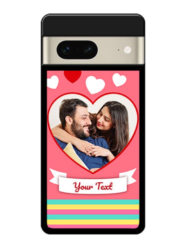 Custom Google Pixel 7 5G Custom Metal Phone CaseLove Shapes Doodle Design