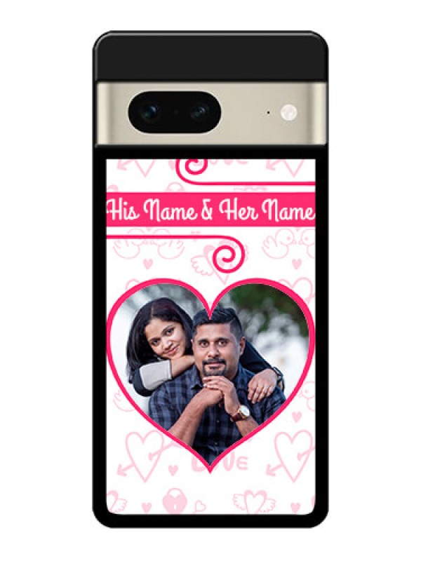 Custom Google Pixel 7 5G Custom Metal Phone CaseHeart Shape Love Design