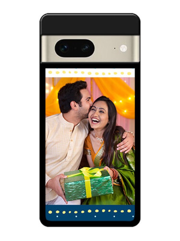 Custom Google Pixel 7 5G Custom Metal Phone CaseWhite And Blue Abstract Design