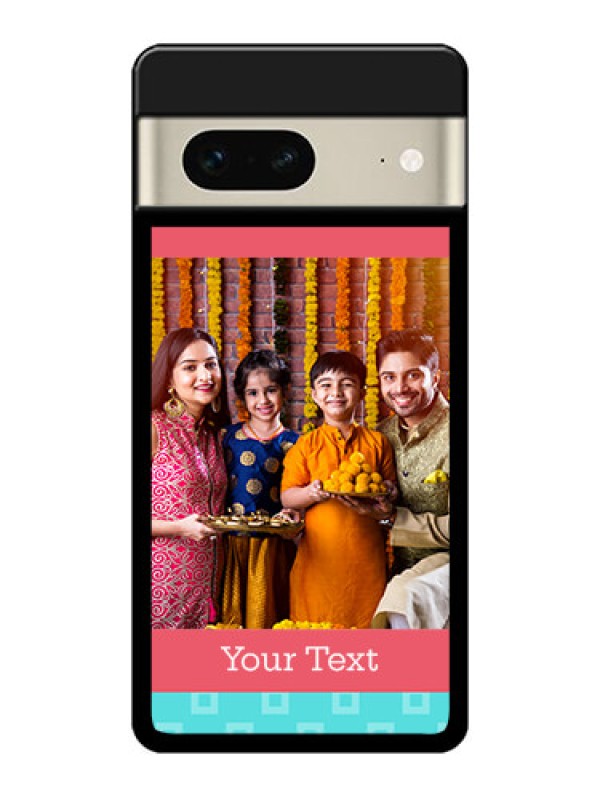 Custom Google Pixel 7 5G Custom Metal Phone CasePeach and Blue Color Design