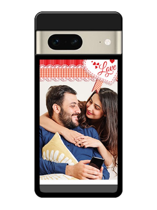 Custom Google Pixel 7 5G Custom Metal Phone CaseRed Love Pattern Design