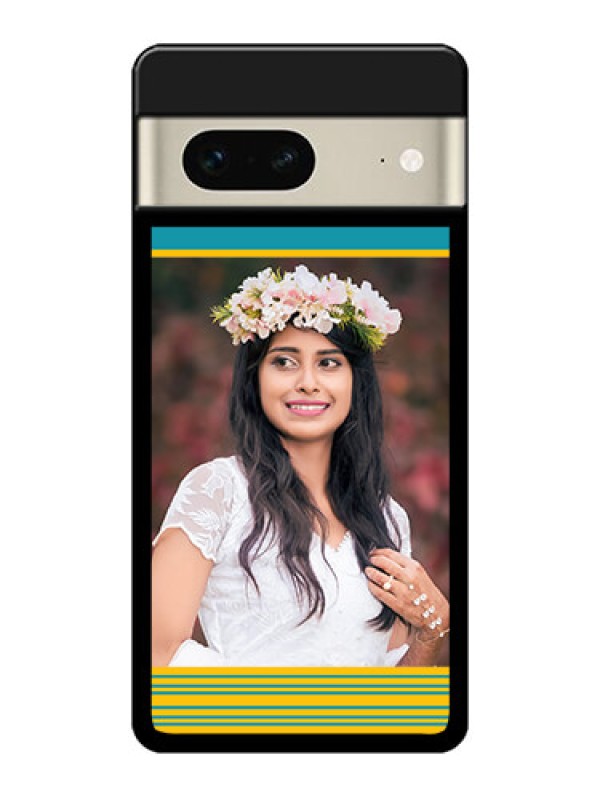 Custom Google Pixel 7 5G Custom Metal Phone CaseYellow and Blue Design