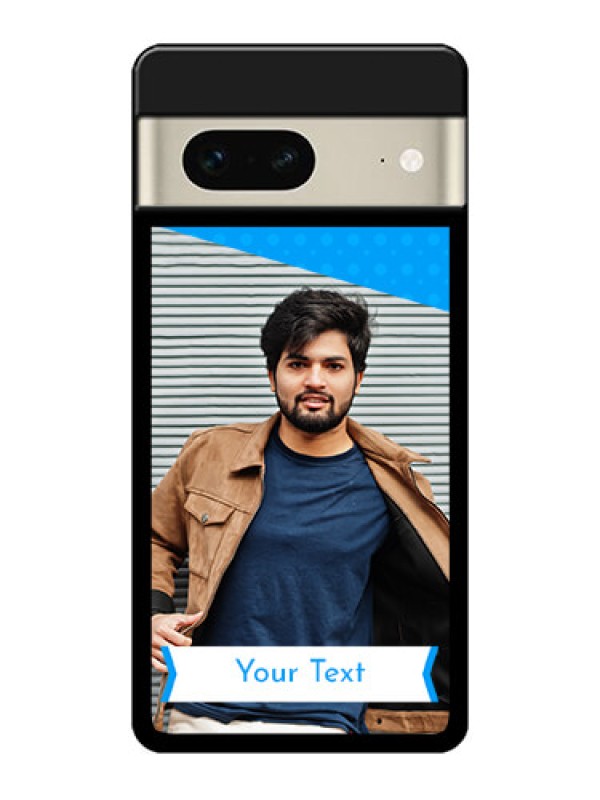 Custom Google Pixel 7 5G Custom Metal Phone CaseSimple Blue Color Design