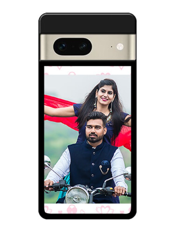 Custom Google Pixel 7 5G Custom Metal Phone CasePink Flying Heart Design