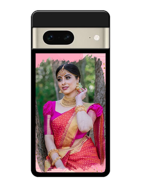 Custom Google Pixel 7 5G Custom Metal Phone CaseGold Glitter Splash Design