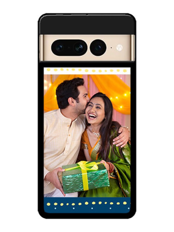 Custom Google Pixel 7 Pro 5G Custom Metal Phone CaseWhite And Blue Abstract Design