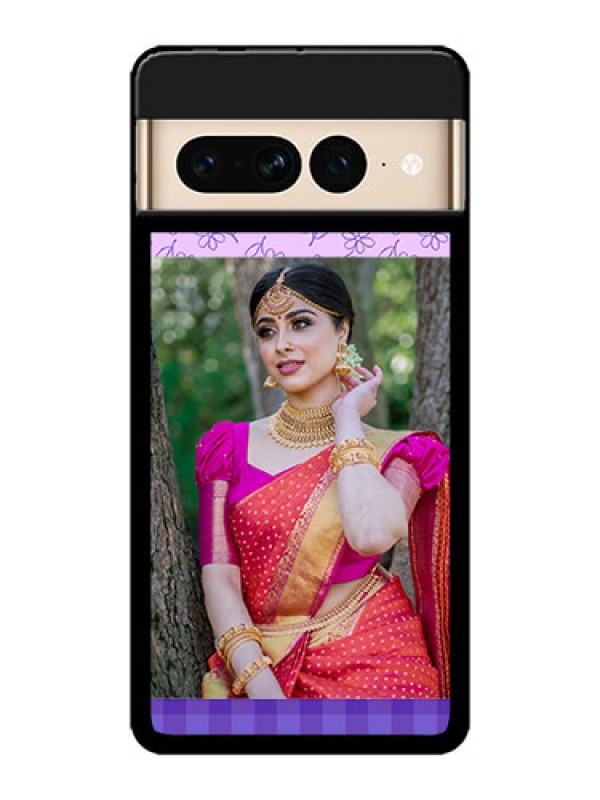 Custom Google Pixel 7 Pro 5G Custom Metal Phone CasePurple Floral Design