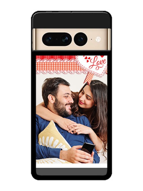 Custom Google Pixel 7 Pro 5G Custom Metal Phone CaseRed Love Pattern Design