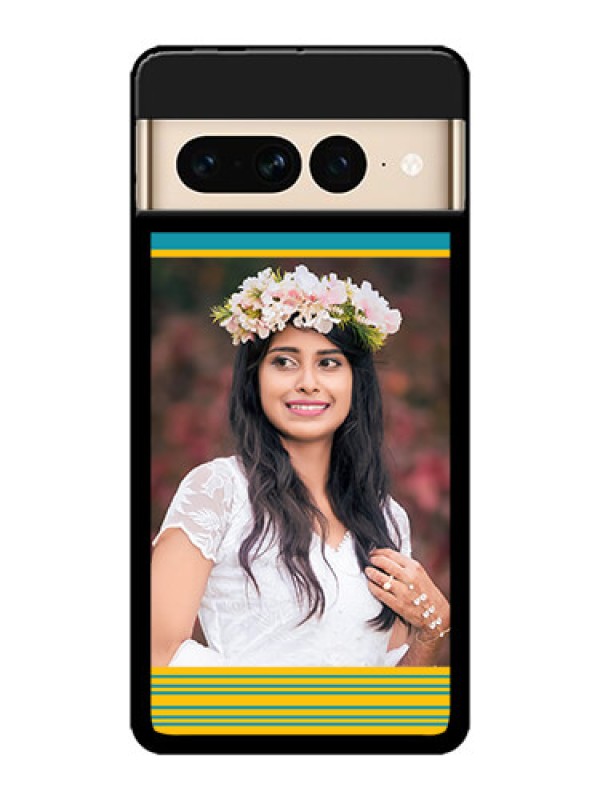 Custom Google Pixel 7 Pro 5G Custom Metal Phone CaseYellow and Blue Design