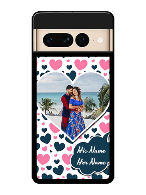 Custom Google Pixel 7 Pro 5G Custom Metal Phone CasePink and Blue Heart Design