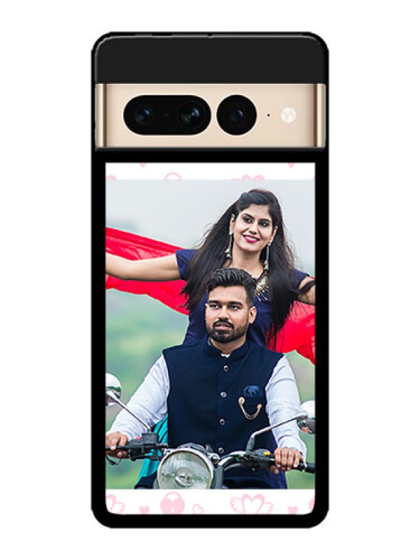 Custom Google Pixel 7 Pro 5G Custom Metal Phone CasePink Flying Heart Design