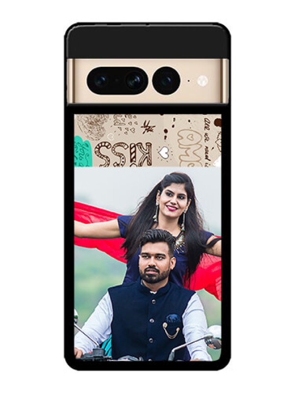 Custom Google Pixel 7 Pro 5G Custom Metal Phone CaseLove Doodle Pattern