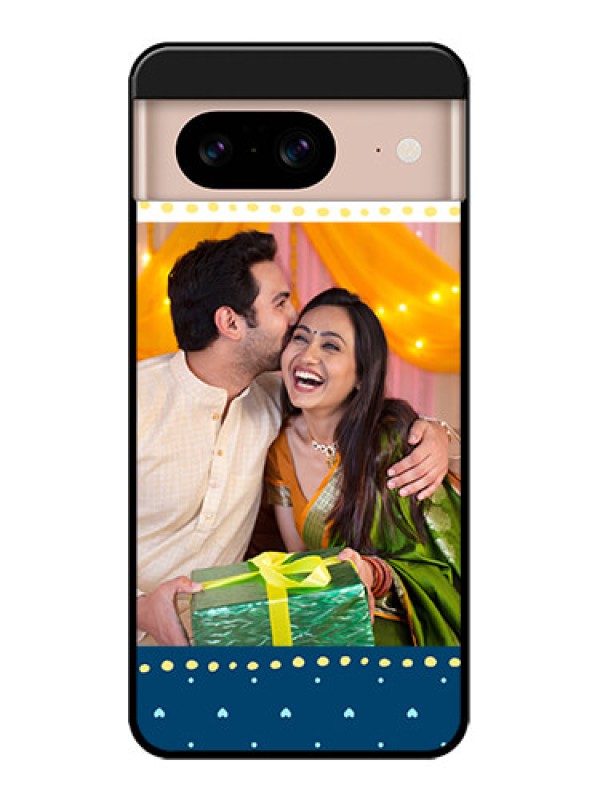 Custom Google Pixel 8 5G Custom Metal Phone CaseWhite And Blue Abstract Design