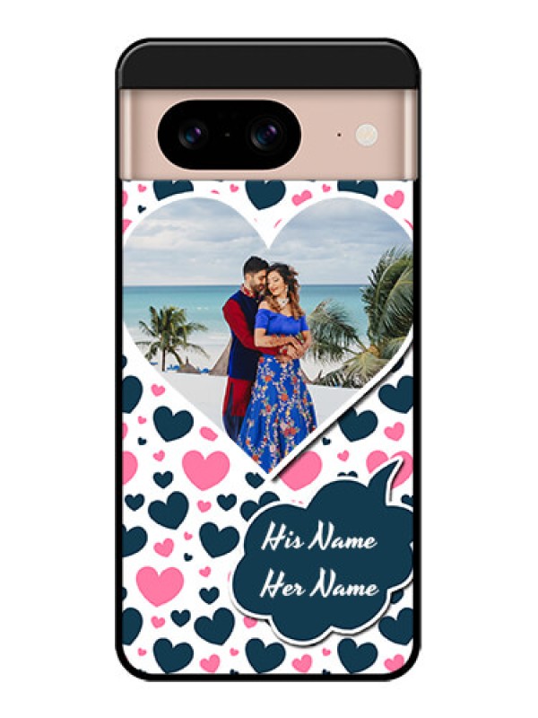 Custom Google Pixel 8 5G Custom Metal Phone CasePink and Blue Heart Design