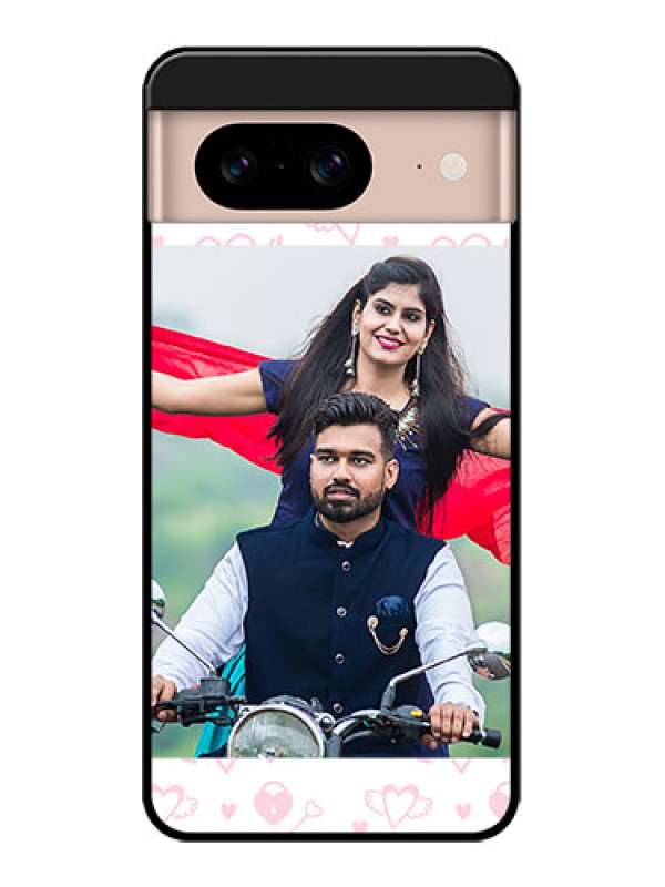 Custom Google Pixel 8 5G Custom Metal Phone CasePink Flying Heart Design