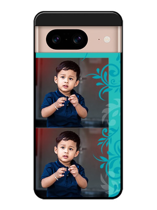 Custom Google Pixel 8 5G Custom Metal Phone CaseWith Photo And Green Floral Design