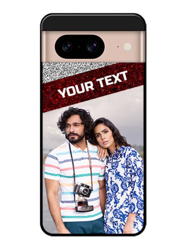 Custom Google Pixel 8 5G Custom Metal Phone CaseImage Holder With Glitter Strip Design