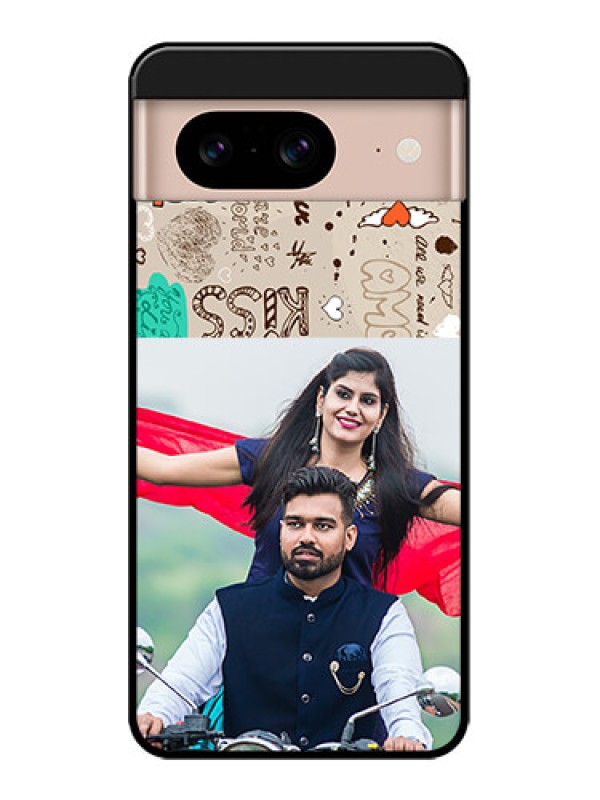 Custom Google Pixel 8 5G Custom Metal Phone CaseLove Doodle Pattern