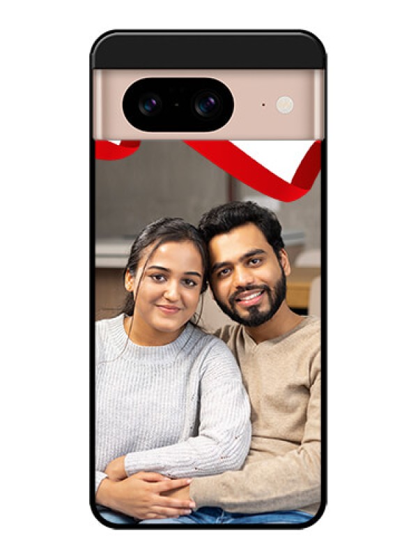 Custom Google Pixel 8 5G Custom Metal Phone CaseRed Ribbon Frame Design