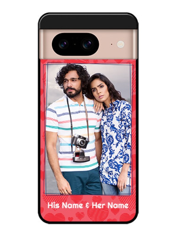 Custom Google Pixel 8 5G Custom Metal Phone CaseWith Red Heart Symbols Design