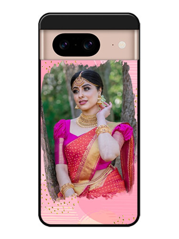 Custom Google Pixel 8 5G Custom Metal Phone CaseGold Glitter Splash Design