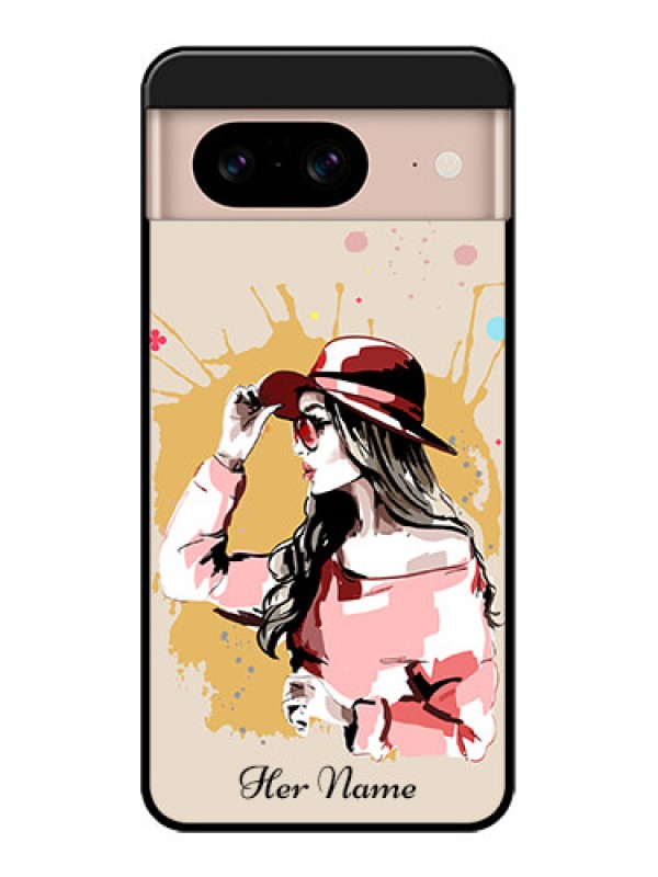 Custom Google Pixel 8 5G Custom Metal Phone CaseWomen With Pink Hat Design