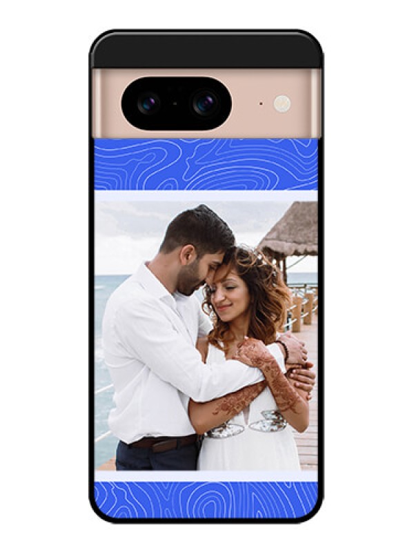 Custom Google Pixel 8 5G Custom Metal Phone CaseCurved Line Art With Blue And White Design