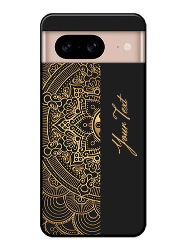 Custom Google Pixel 8 5G Custom Metal Phone CaseMandala Art With Custom Text Design