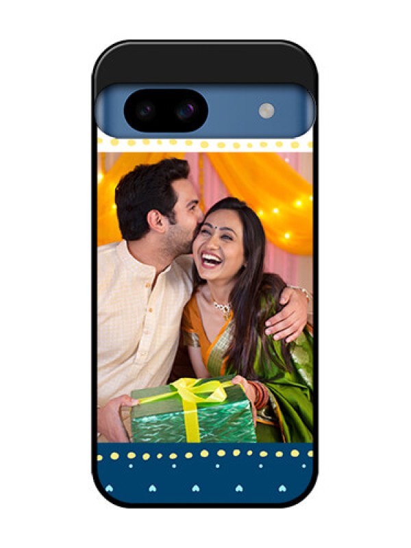 Custom Google Pixel 8A 5G Custom Metal Phone CaseWhite And Blue Abstract Design