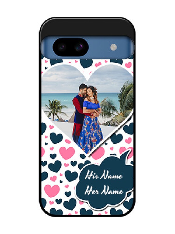 Custom Google Pixel 8A 5G Custom Metal Phone CasePink and Blue Heart Design