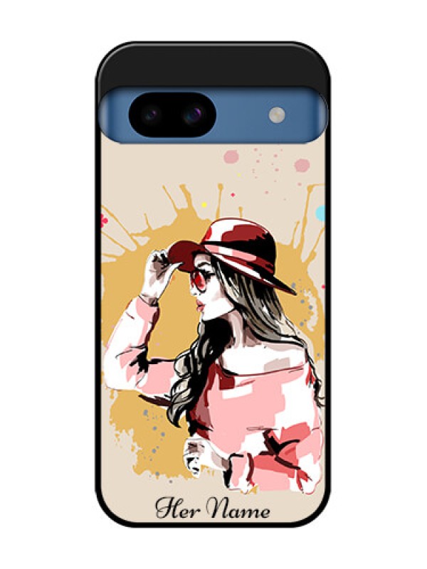 Custom Google Pixel 8A 5G Custom Metal Phone CaseWomen With Pink Hat Design