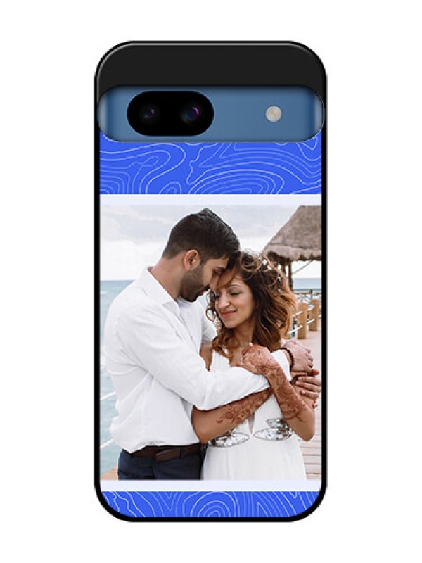 Custom Google Pixel 8A 5G Custom Metal Phone CaseCurved Line Art With Blue And White Design