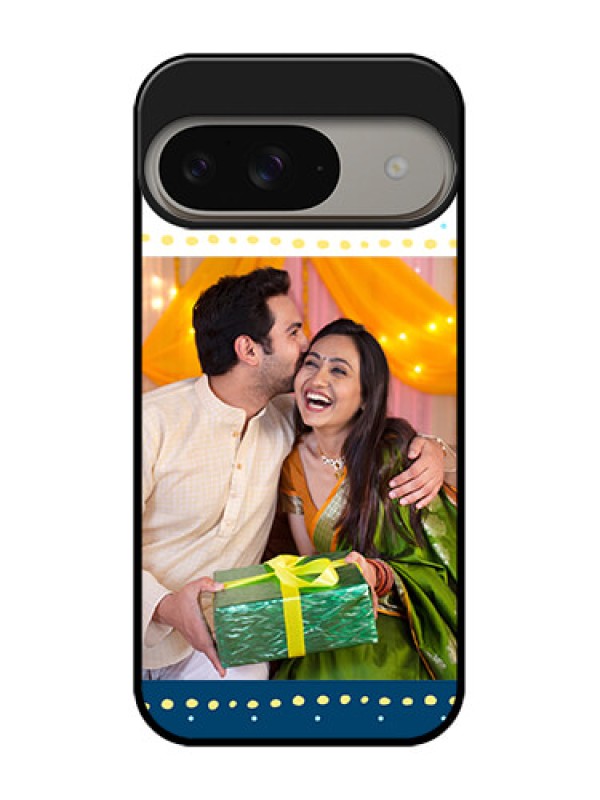 Custom Google Pixel 9 5G Custom Metal Phone Case - White And Blue Abstract Design