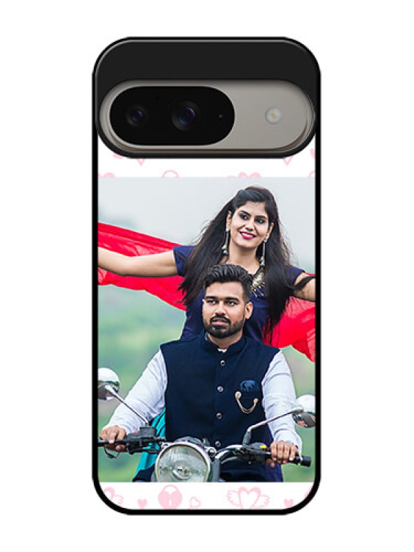 Custom Google Pixel 9 5G Custom Metal Phone Case - Pink Flying Heart Design