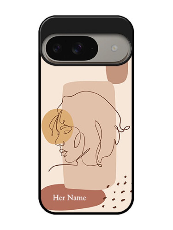 Custom Google Pixel 9 5G Custom Metal Phone Case - Calm Woman Line Art Design