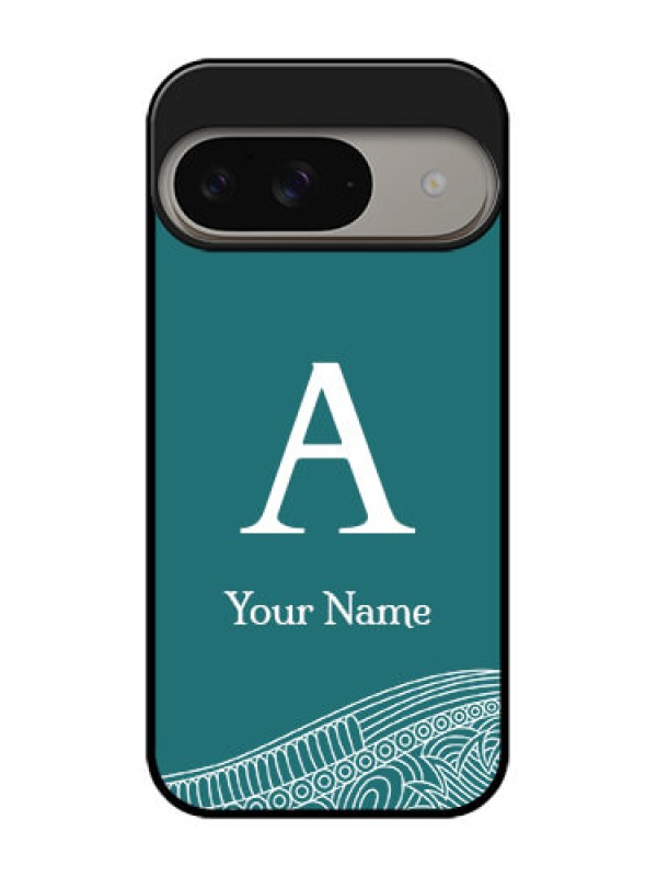 Custom Google Pixel 9 5G Custom Metal Phone Case - Line Art Pattern With Custom Name Design