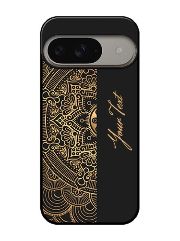 Custom Google Pixel 9 5G Custom Metal Phone Case - Mandala Art With Custom Text Design