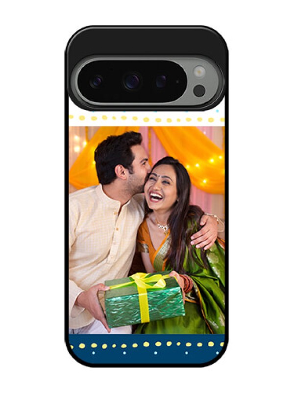 Custom Google Pixel 9 Pro 5G Custom Metal Phone Case - White And Blue Abstract Design