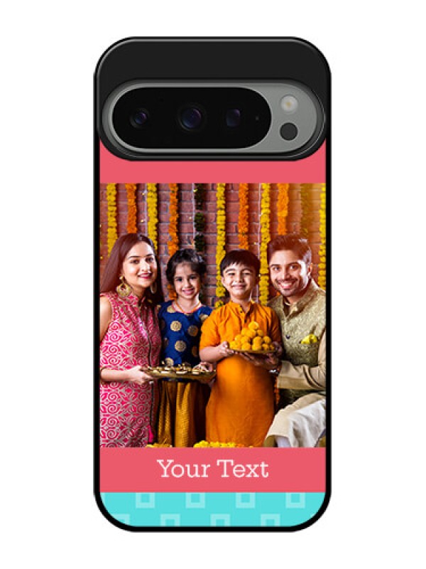 Custom Google Pixel 9 Pro 5G Custom Metal Phone Case - Peach and Blue Color Design